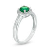 Thumbnail Image 1 of 5.7mm Lab-Created Emerald and Diamond Accent Frame Split Shank Ring in Sterling Silver