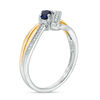 Thumbnail Image 1 of Oval Lab-Created Blue Sapphire and Diamond Accent Bypass Ring in Sterling Silver and 10K Gold