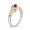 Thumbnail Image 1 of Oval Lab-Created Ruby and Diamond Accent Bypass Ring in Sterling Silver and 10K Gold
