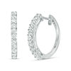 Thumbnail Image 1 of White Lab-Created Sapphire Hoop Earrings in Sterling Silver