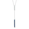Lab-Created Blue and White Sapphire Double Bar Lariat-Style Necklace in Sterling Silver - 36"