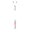 Lab-Created Ruby and White Sapphire Double Bar Lariat-Style Necklace in Sterling Silver - 36"