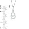 Thumbnail Image 2 of Unstoppable Love™ Lab-Created White Sapphire and 0.18 CT. T.W. Diamond Teardrop Pendant in Sterling Silver