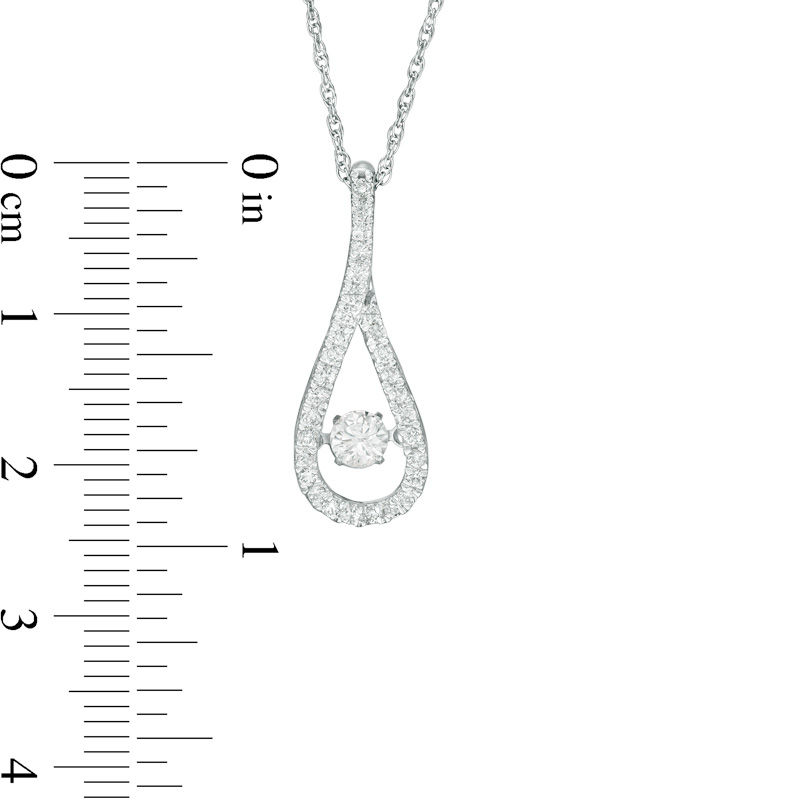 Unstoppable Love™ Lab-Created White Sapphire and 0.18 CT. T.W. Diamond Teardrop Pendant in Sterling Silver