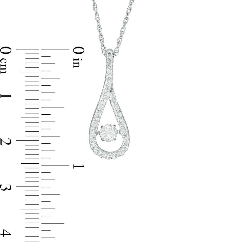 Main Image 2 of Unstoppable Love™ Lab-Created White Sapphire and 0.18 CT. T.W. Diamond Teardrop Pendant in Sterling Silver