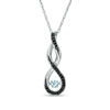 Thumbnail Image 0 of Unstoppable Love™ Aquamarine and Black Diamond Accent Cascading Infinity Pendant in Sterling Silver