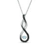 Thumbnail Image 1 of Unstoppable Love™ Aquamarine and Black Diamond Accent Cascading Infinity Pendant in Sterling Silver