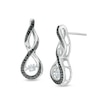 Thumbnail Image 0 of Unstoppable Love™ Aquamarine and 0.15 CT. T.W. Black Diamond Infinity Drop Earrings in Sterling Silver