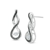 Thumbnail Image 1 of Unstoppable Love™ Aquamarine and 0.15 CT. T.W. Black Diamond Infinity Drop Earrings in Sterling Silver