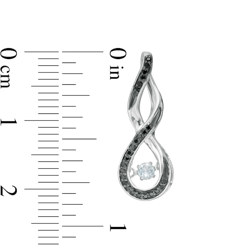Main Image 3 of Unstoppable Love™ Aquamarine and 0.15 CT. T.W. Black Diamond Infinity Drop Earrings in Sterling Silver