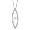 Unstoppable Love™ Lab-Created White Sapphire and 0.15 CT. T.W. Diamond Marquise Pendant in Sterling Silver