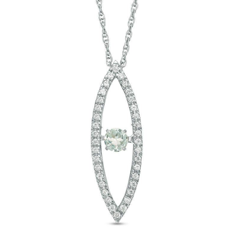 Unstoppable Love™ Aquamarine and 0.15 CT. T.W. Diamond Marquise Pendant in Sterling Silver