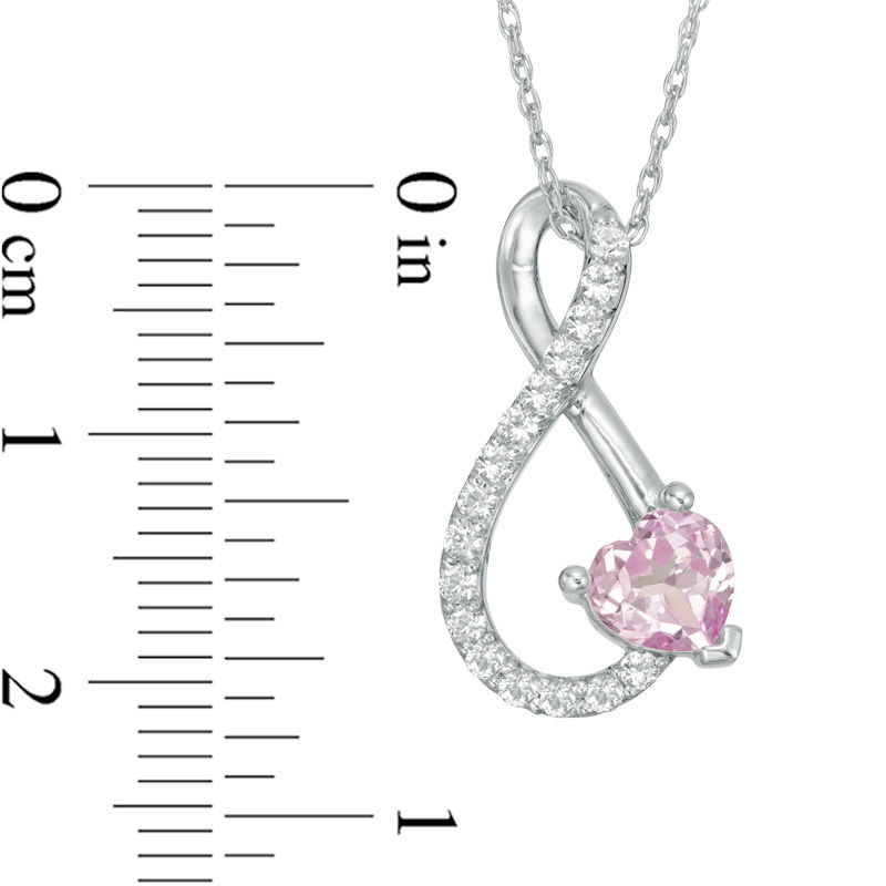 Heart-Shaped Lab-Created Pink and White Sapphire Infinity Pendant in Sterling Silver