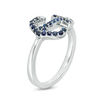 Thumbnail Image 1 of Lab-Created Blue Sapphire Sideways Anchor Ring in Sterling Silver