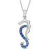 Thumbnail Image 0 of Lab-Created Blue Sapphire Seahorse Pendant in Sterling Silver