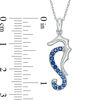 Thumbnail Image 1 of Lab-Created Blue Sapphire Seahorse Pendant in Sterling Silver