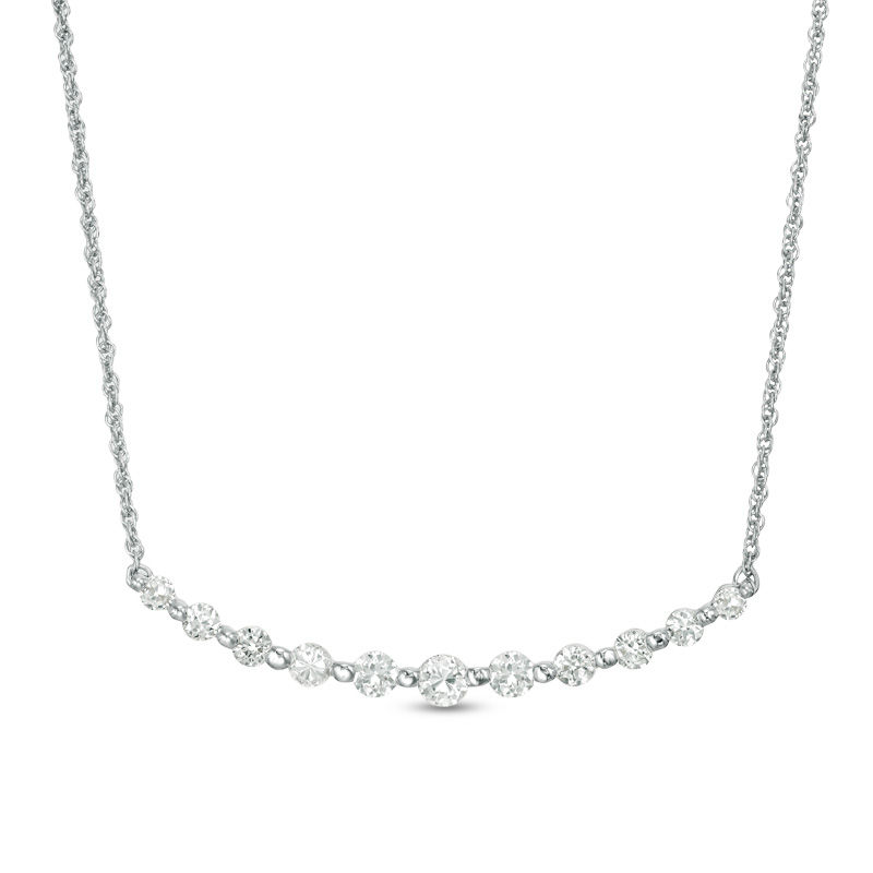 Lab-Created White Sapphire Necklace in 10K White Gold|Peoples Jewellers