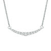 Lab-Created White Sapphire Curved Bar Necklace in Sterling Silver