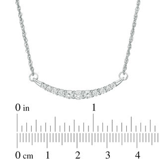 Lab-Created White Sapphire Curved Bar Necklace in Sterling Silver