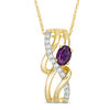 Thumbnail Image 0 of Oval Amethyst and Lab-Created White Sapphire Overlay Pendant in 10K Gold