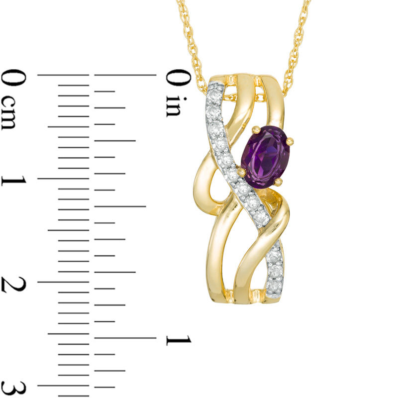 Oval Amethyst and Lab-Created White Sapphire Overlay Pendant in 10K Gold