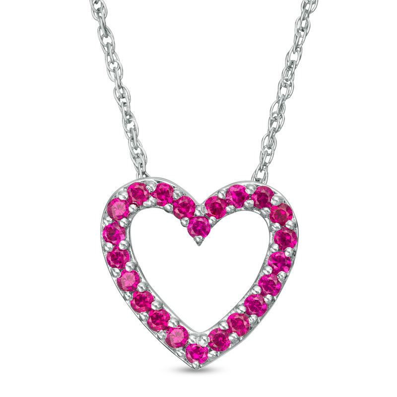 Lab-Created Ruby Heart Pendant in Sterling Silver|Peoples Jewellers