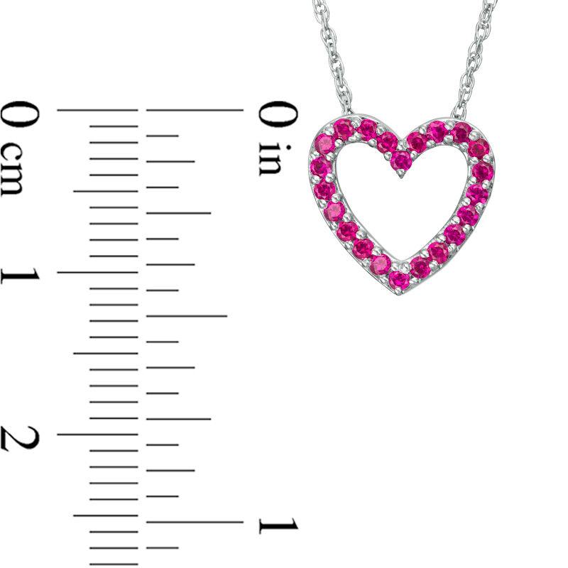 Main Image 2 of Lab-Created Ruby Heart Pendant in Sterling Silver
