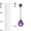 Thumbnail Image 1 of Pear-Shaped Amethyst and White Lab-Created Sapphire Line Drop Earrings in Sterling Silver