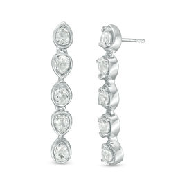 Pear-Shaped Lab-Created White Sapphire Crawler Earrings in Sterling Silver
