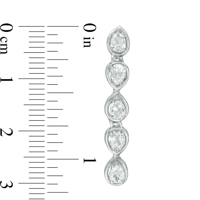 Main Image 2 of Pear-Shaped Lab-Created White Sapphire Crawler Earrings in Sterling Silver