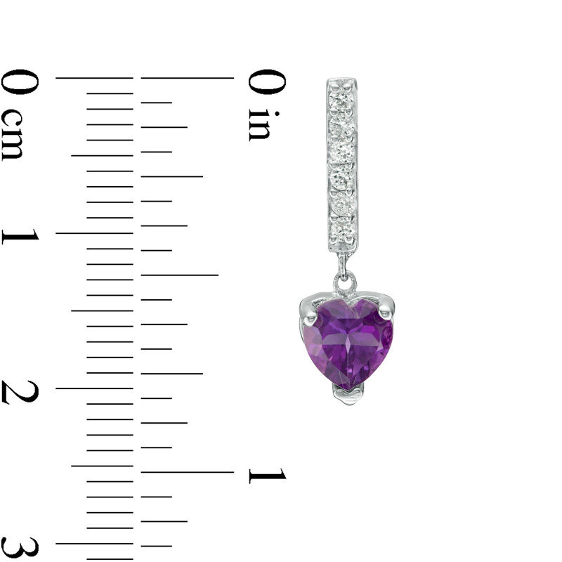 Peoples 6.0mm Heart Shaped Amethyst and Lab Created White Sapphire Drop