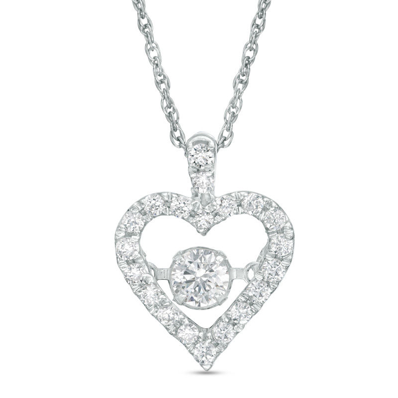 Main Image 1 of Unstoppable Love™ 0.45 CT. T.W. Diamond Heart Pendant in 10K White Gold