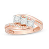 Thumbnail Image 0 of 0.25 CT. T.W. Diamond Past Present Future® Bypass Engagement Ring in 10K Rose Gold