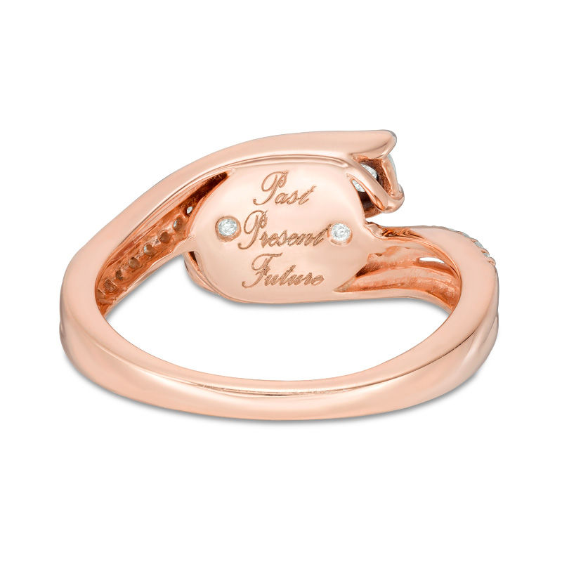 0.25 CT. T.W. Diamond Past Present Future® Bypass Engagement Ring in 10K Rose Gold