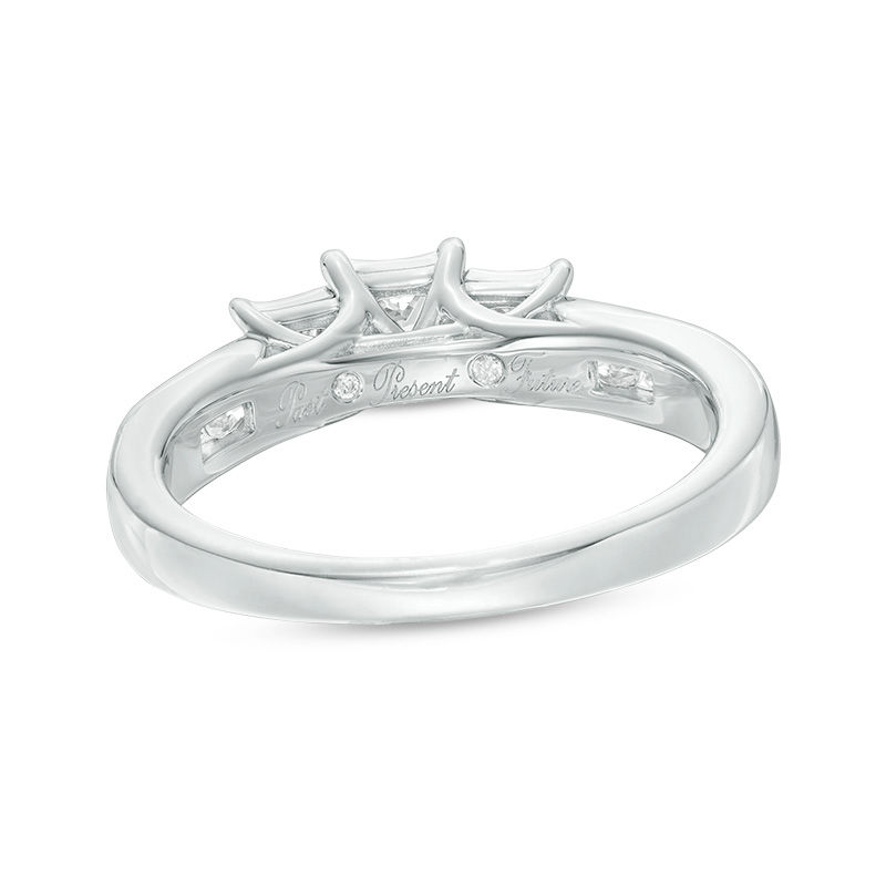 Main Image 3 of 0.45 CT. T.W. Princess-Cut Diamond Past Present Future® Engagement Ring in 10K White Gold