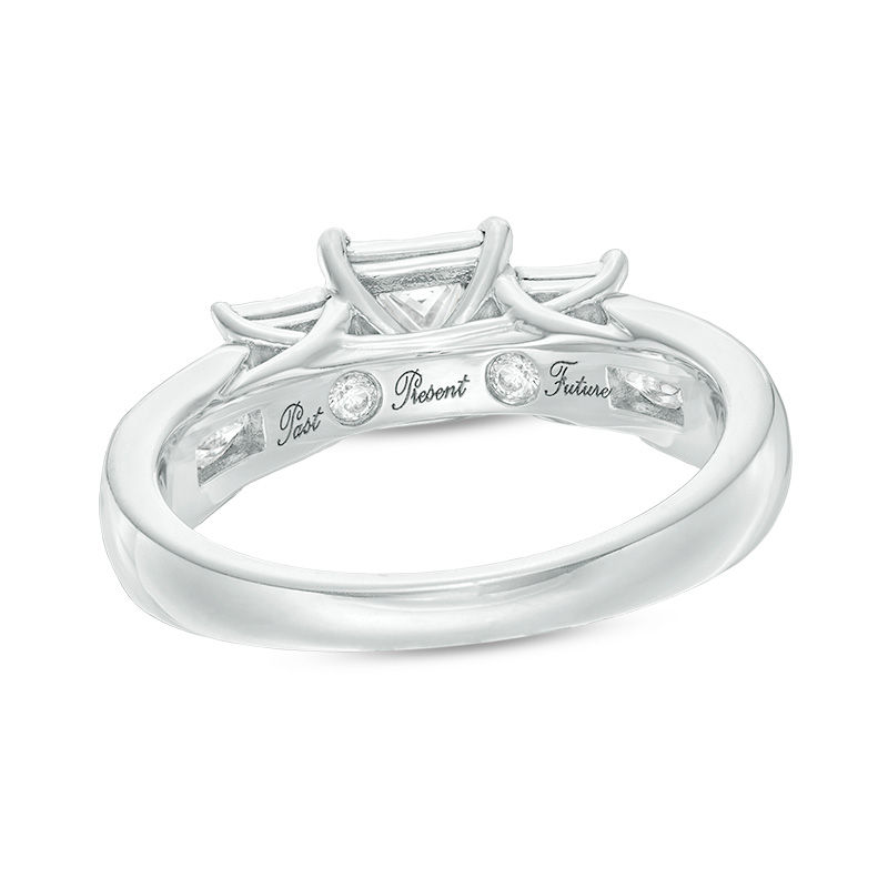 Main Image 3 of 0.95 CT. T.W. Princess-Cut Diamond Past Present Future® Engagement Ring in 10K White Gold