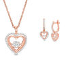 Thumbnail Image 1 of Unstoppable Love™ 0.53 CT. T.W. Diamond Heart Pendant and Drop Earrings Set in 10K Rose Gold