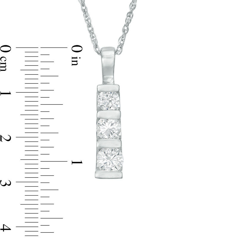 0.45 CT. T.W. Diamond Three Stone Linear Drop Pendant in 10K White Gold