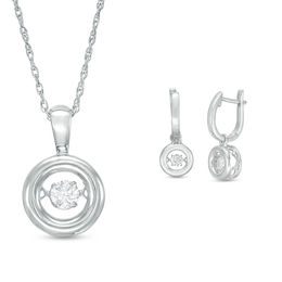 Unstoppable Love™ 0.59 CT. T.W. Diamond Solitaire Circle Pendant and Drop Earrings Set in 10K White Gold