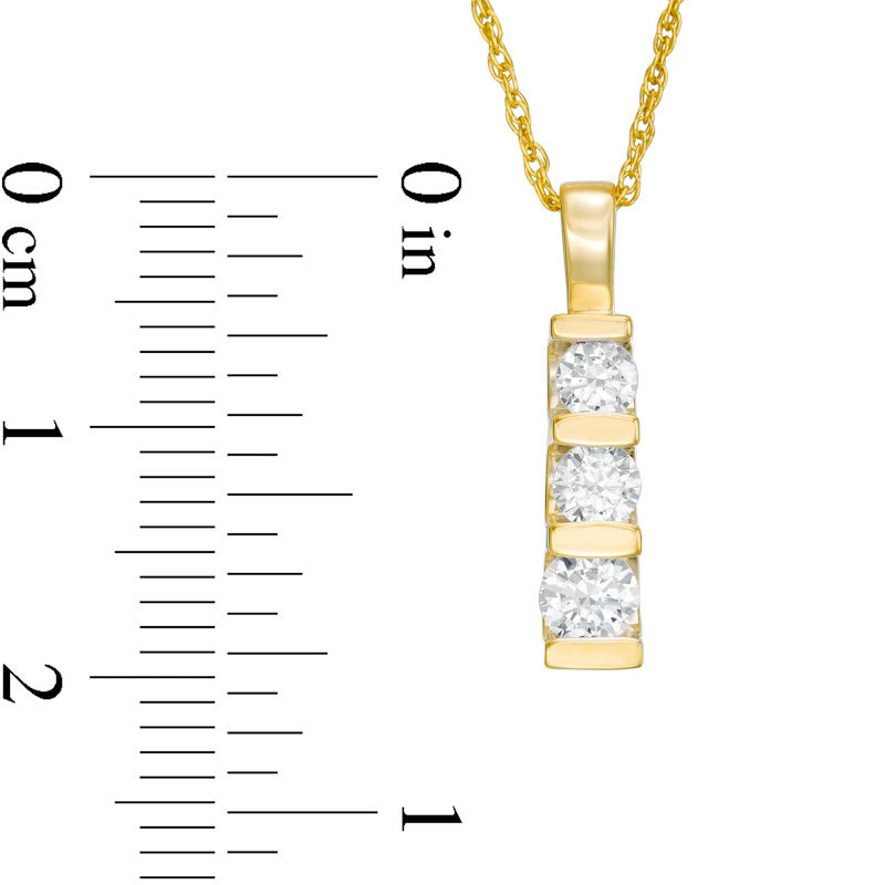 0.45 CT. T.W. Diamond Three Stone Linear Drop Pendant in 10K Gold