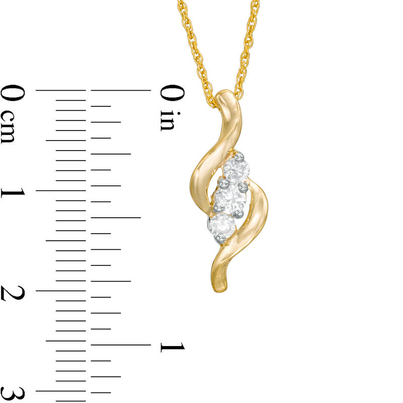 0.23 CT. T.W. Diamond Three Stone "S" Curve Pendant in 10K Gold