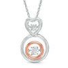 Thumbnail Image 0 of Unstoppable Love™ Diamond Accent Heart and Circle Pendant in Sterling Silver and 10K Rose Gold