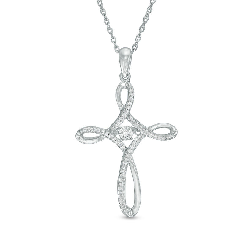 Unstoppable Love™ 0.18 CT. T.W. Diamond Loop Cross Pendant in Sterling Silver