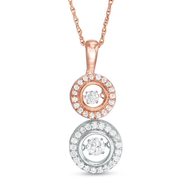 Main Image 1 of Unstoppable Love™ 0.45 CT. T.W. Diamond Double Circle Pendant in 10K Two-Tone Gold