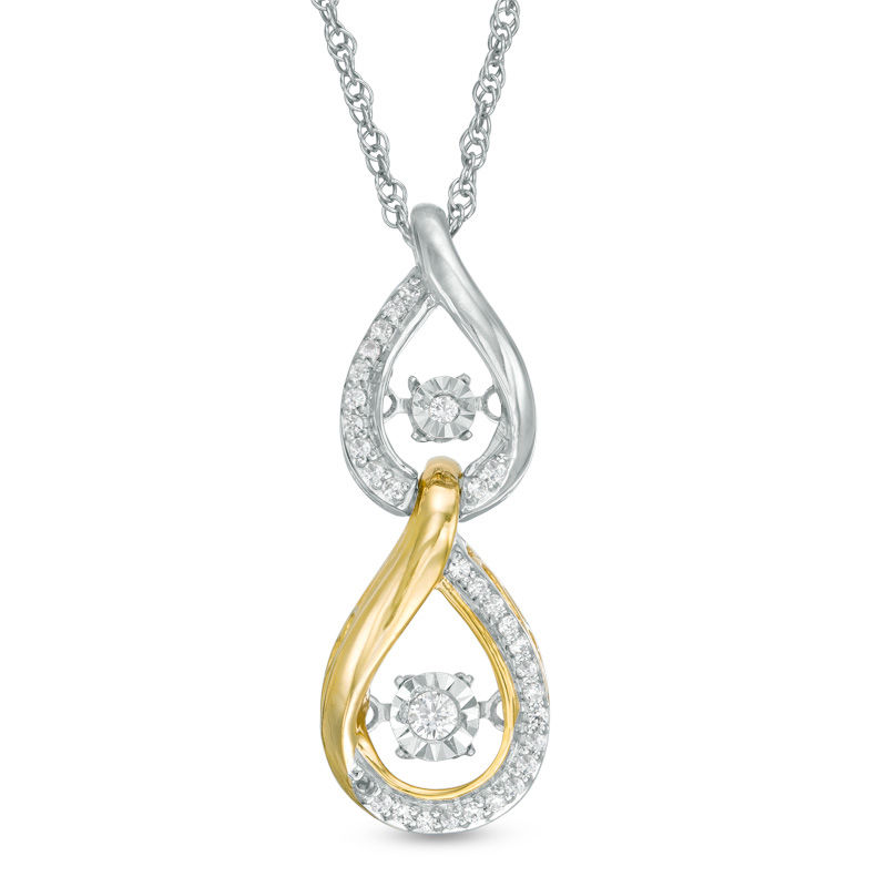 Unstoppable Love™ 0.15 CT. T.W. Diamond Double Teardrop Pendant in 10K Two-Tone Gold