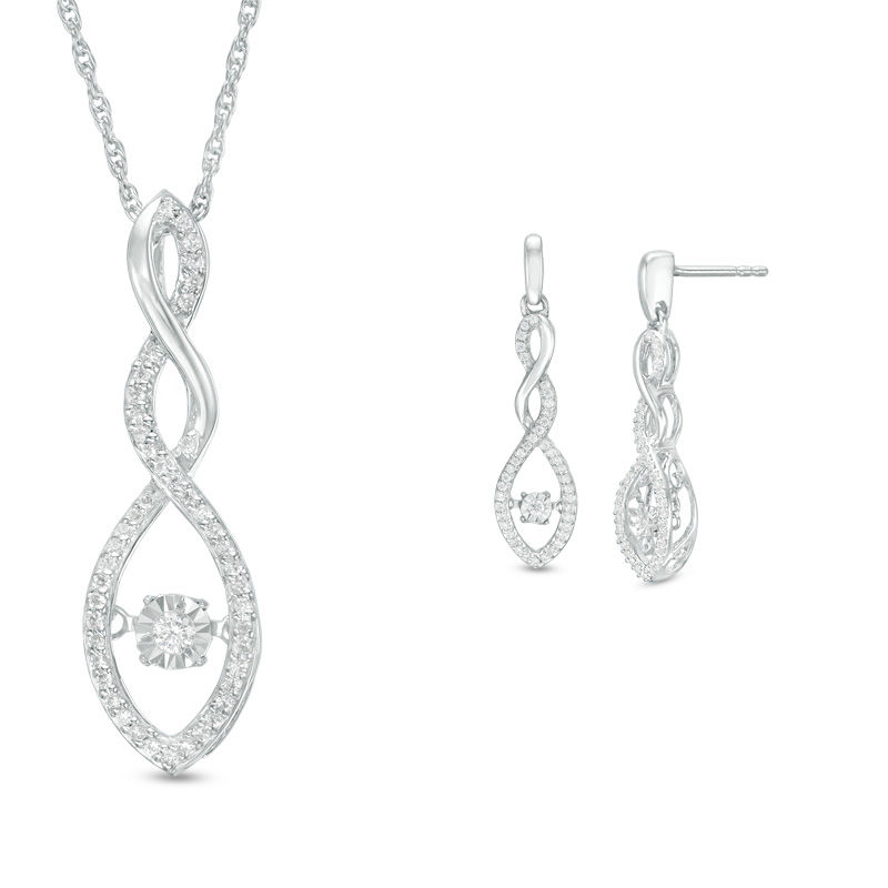 Unstoppable Love™ 0.30 CT. T.W. Diamond Marquise Frame Twist Pendant and Drop Earrings Set in Sterling Silver