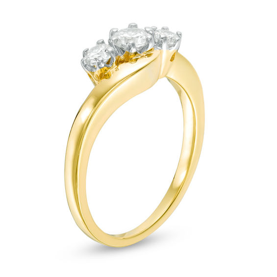 0.45 CT. T.W. Diamond Three Stone Bypass Ring in 10K Gold 0.45 CT. T.W. Diamond Three Stone Bypass Ring in 10K Gold