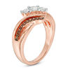 Thumbnail Image 1 of 0.45 CT. T.W. Enhanced Champagne and White Diamond Three Stone Bypass Ring in 10K Rose Gold