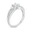 Thumbnail Image 2 of 0.70 CT. T.W. Princess-Cut and Round Diamond Three Stone Split Shank Ring in 10K White Gold