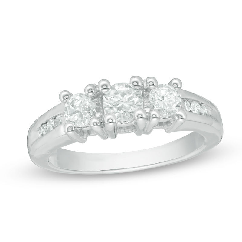 0.70 CT. T.W. Diamond Three Stone Ring in 10K White Gold|Peoples Jewellers